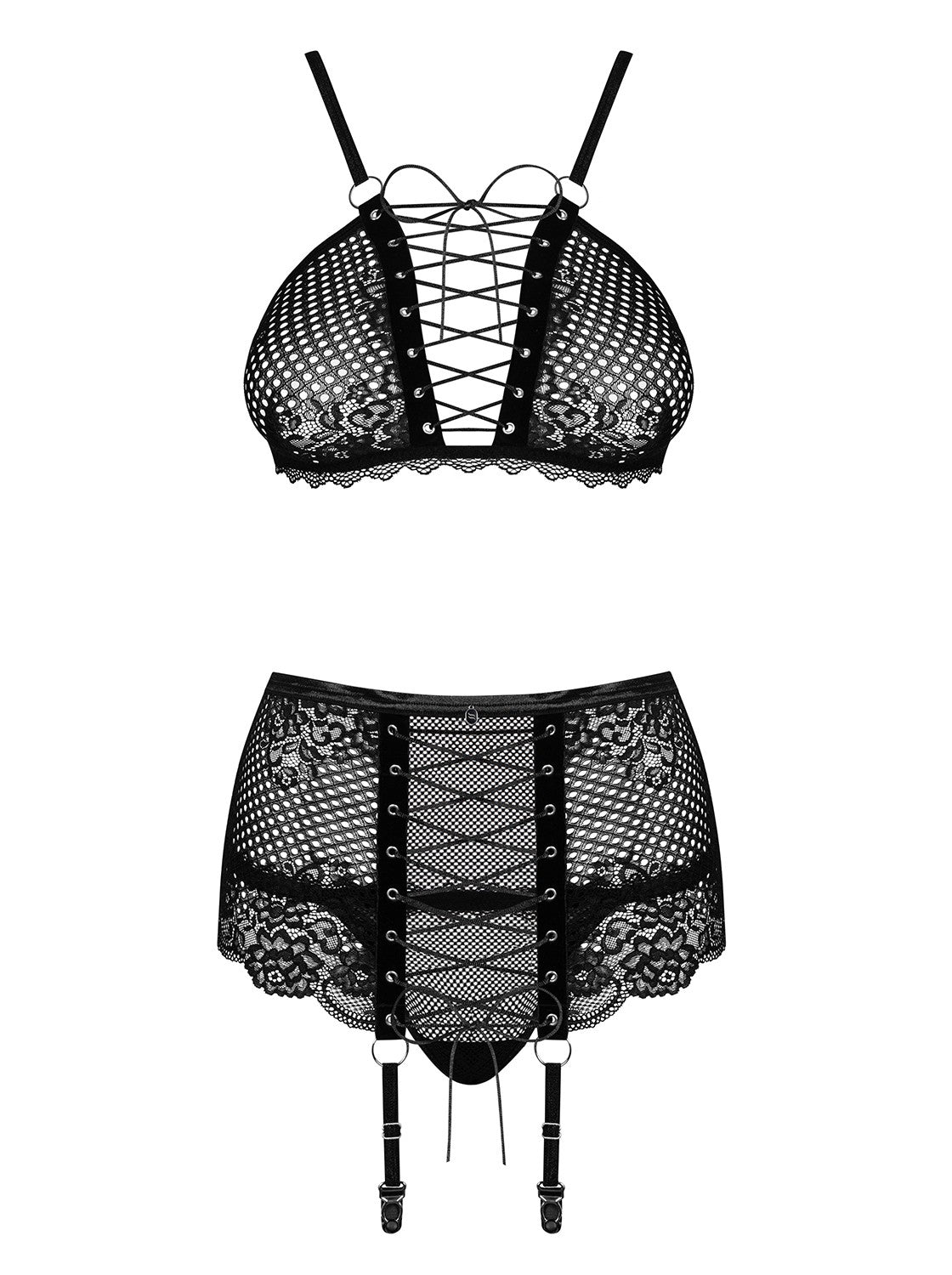 A further look at the Basitta black mesh garter set