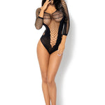 Lucelia black teddy with delicate sheer details by Beauty Night