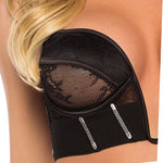 Alternate view of the black chantilly lace and satin bustier set