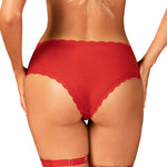 The Belovya red mesh and lace garter panties seen from another angle