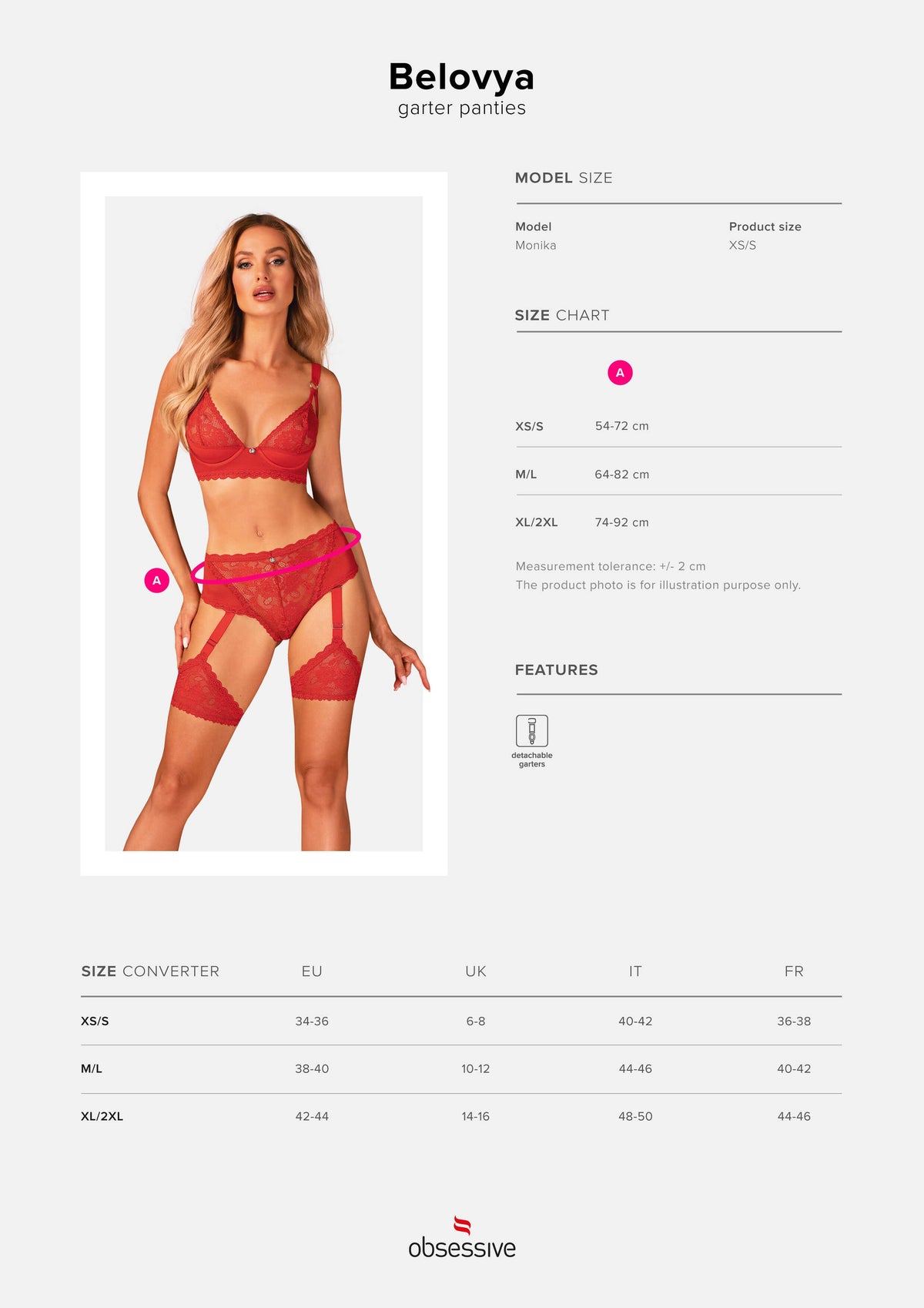 Yet another view of the Belovya red mesh and lace garter panties
