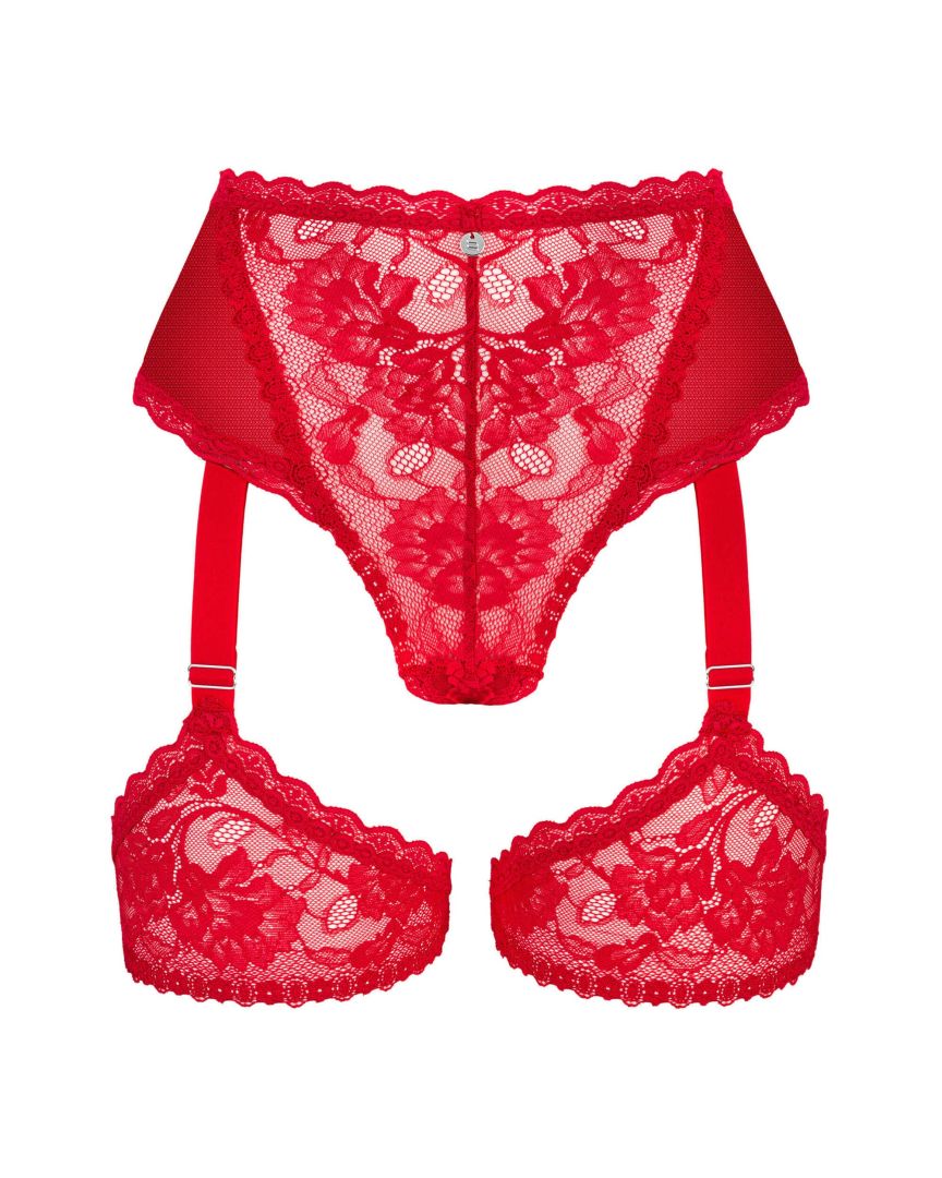 A different perspective on the Belovya red mesh and lace garter panties