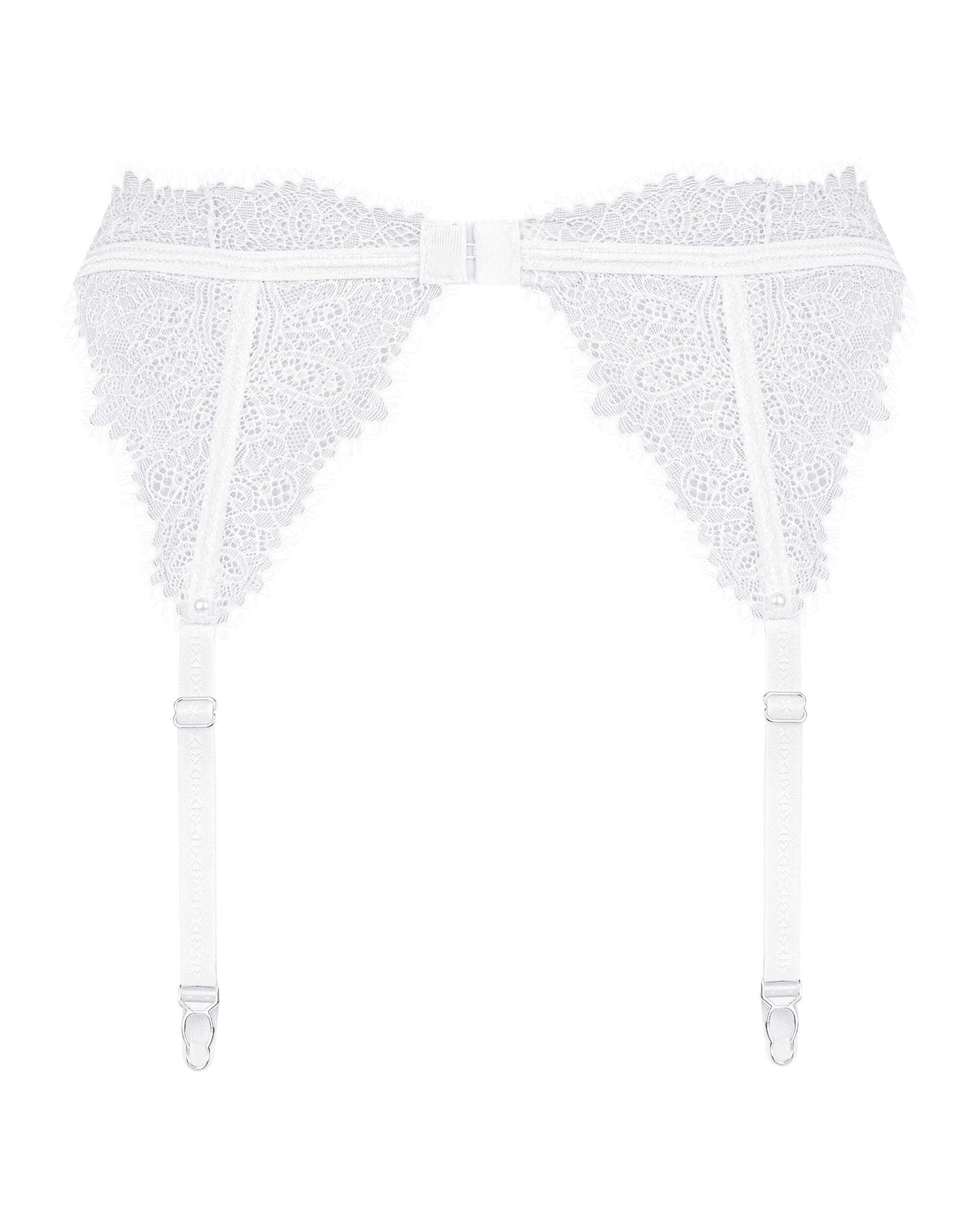A supplementary image of the Bianelle white lace garter belt