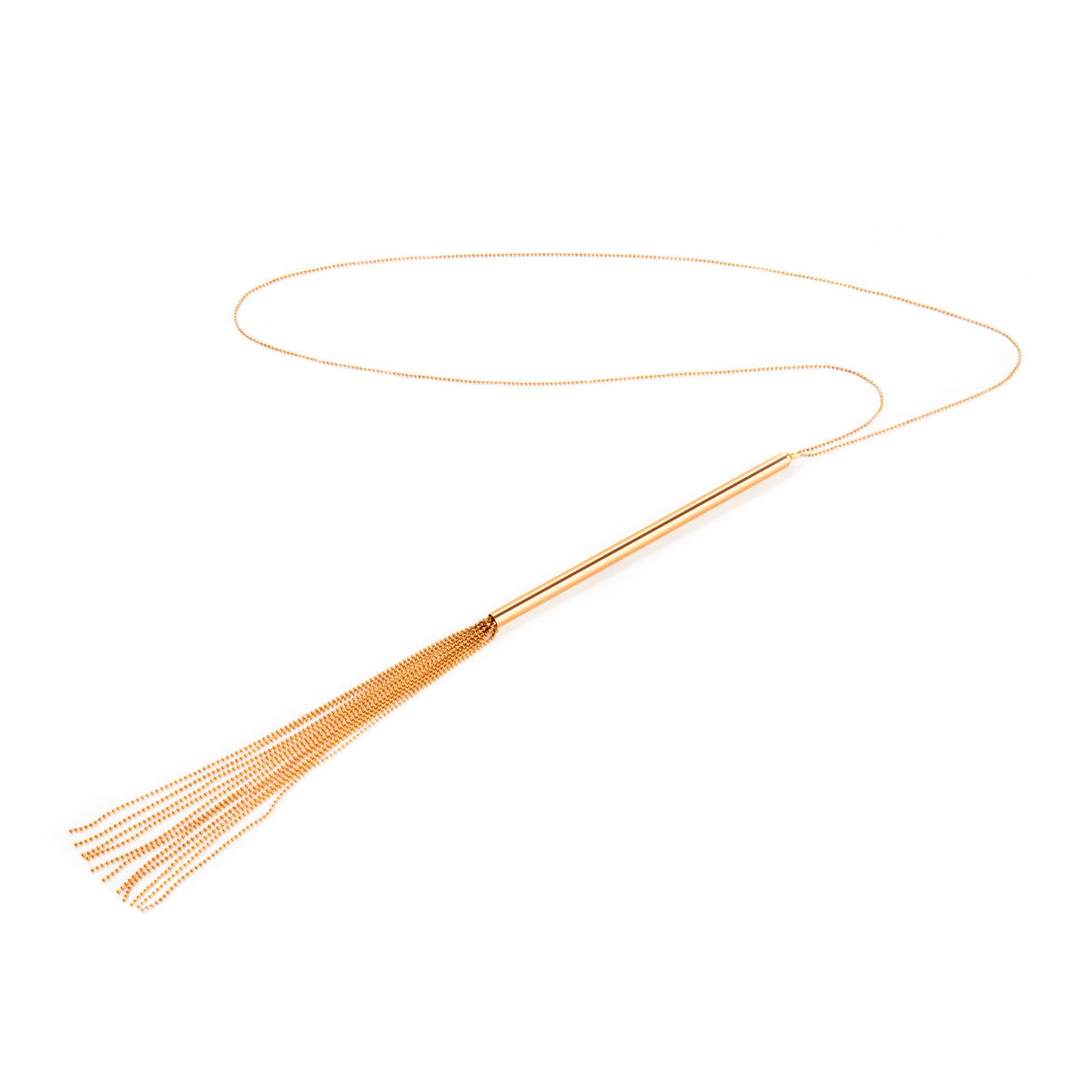 Gold-tone chain necklace with whip-shaped pendant by Bijoux Indiscrets