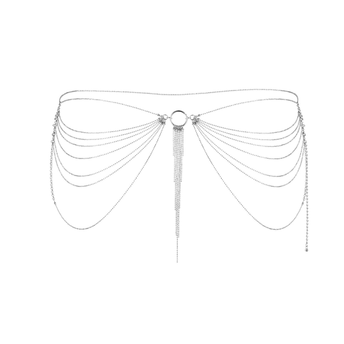 Silver adjustable waist chain body jewelry by Bijoux Indiscrets