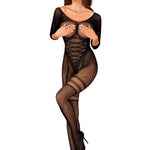 An additional view of the black corset panel bodystocking