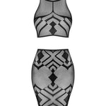 A further look at the black cropped top and skirt set