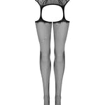 A further look at the black crotchless knit garter stockings