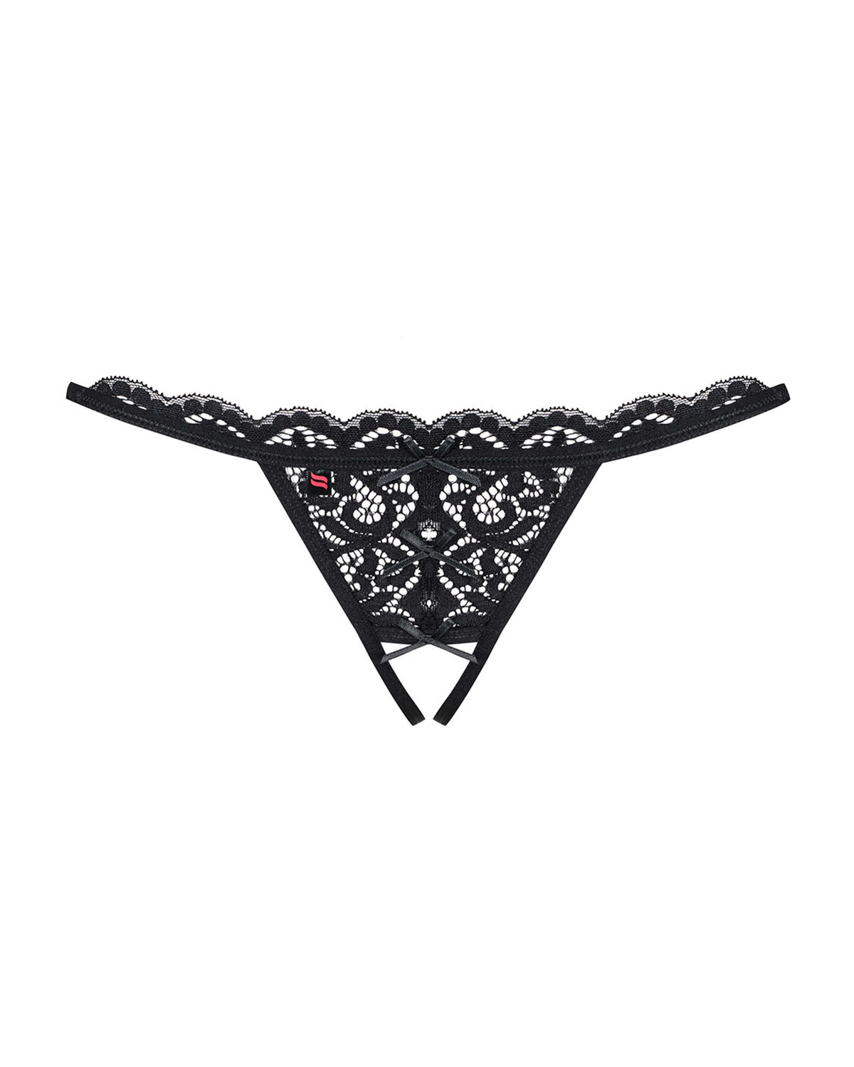 A further look at the black cut-out lace ouvert thong