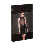 The black embroidered tulle mini dress seen from another angle