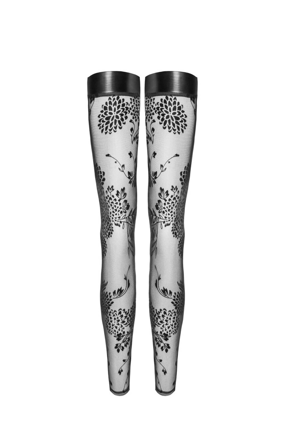The black flocked tulle stockings seen from another angle