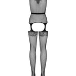 An additional view of the black floral garter bodystocking