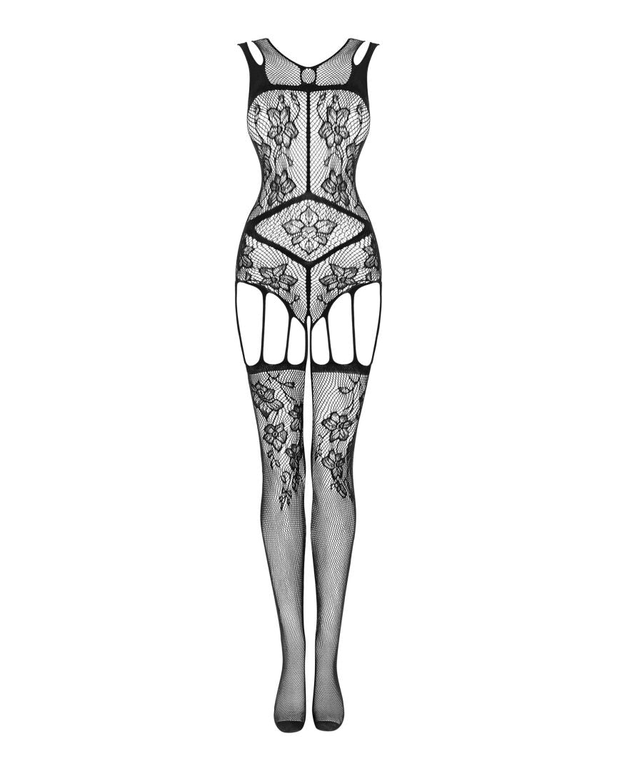 A further look at the black floral-geometric bodystocking