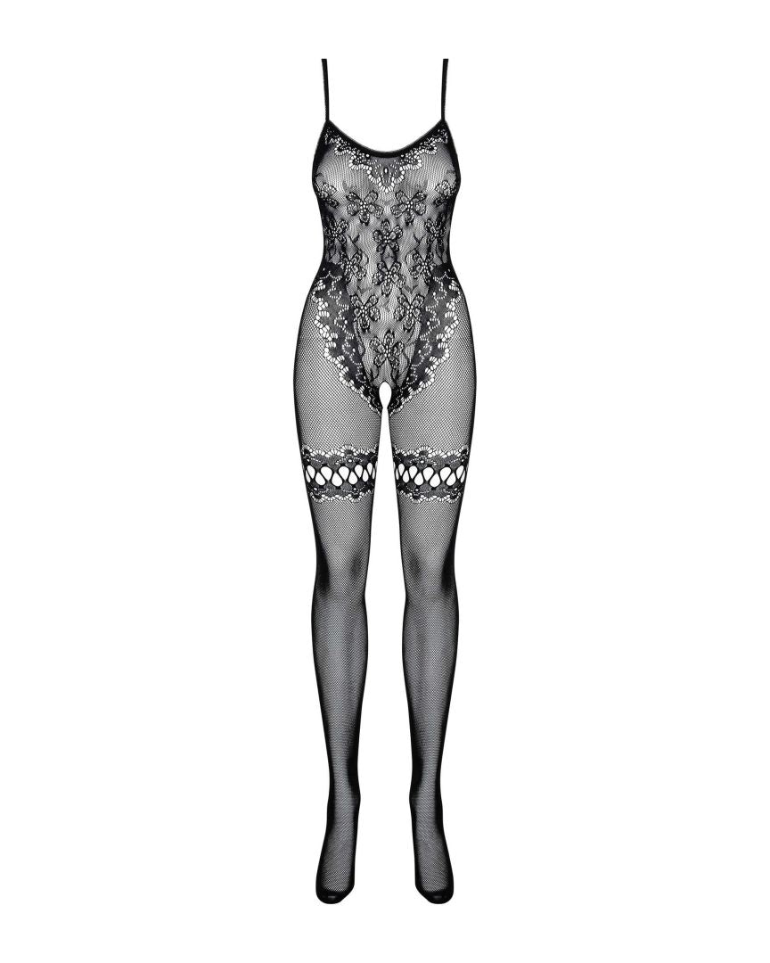 A further look at the black floral knit bodystocking