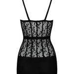 An additional view of the black floral knit dress