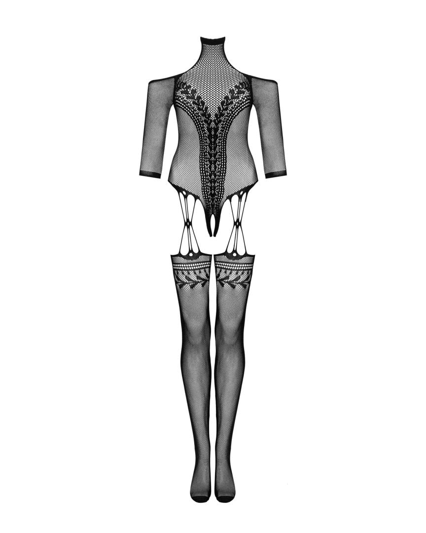 The black floral teddy bodystocking, seen from a different angle
