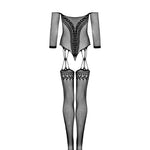One more view of the black floral teddy bodystocking