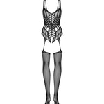 One more view of the black geometric pattern bodystocking