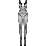 The black harness motif bodystocking, seen from a different angle