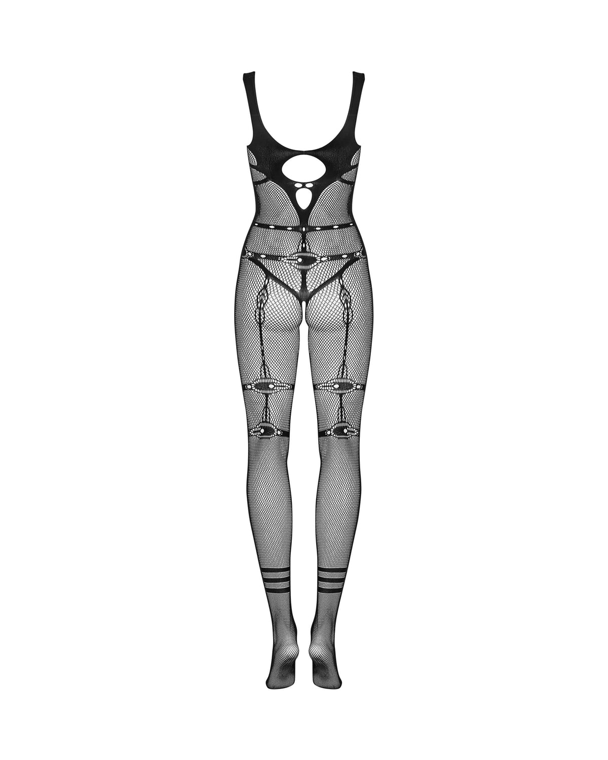 One more view of the black harness motif bodystocking
