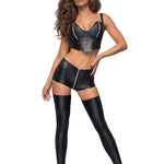 The black high-waisted wetlook shorts made from glossy elastic wetlook fabric