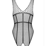 An additional view of the black knit crotchless teddy