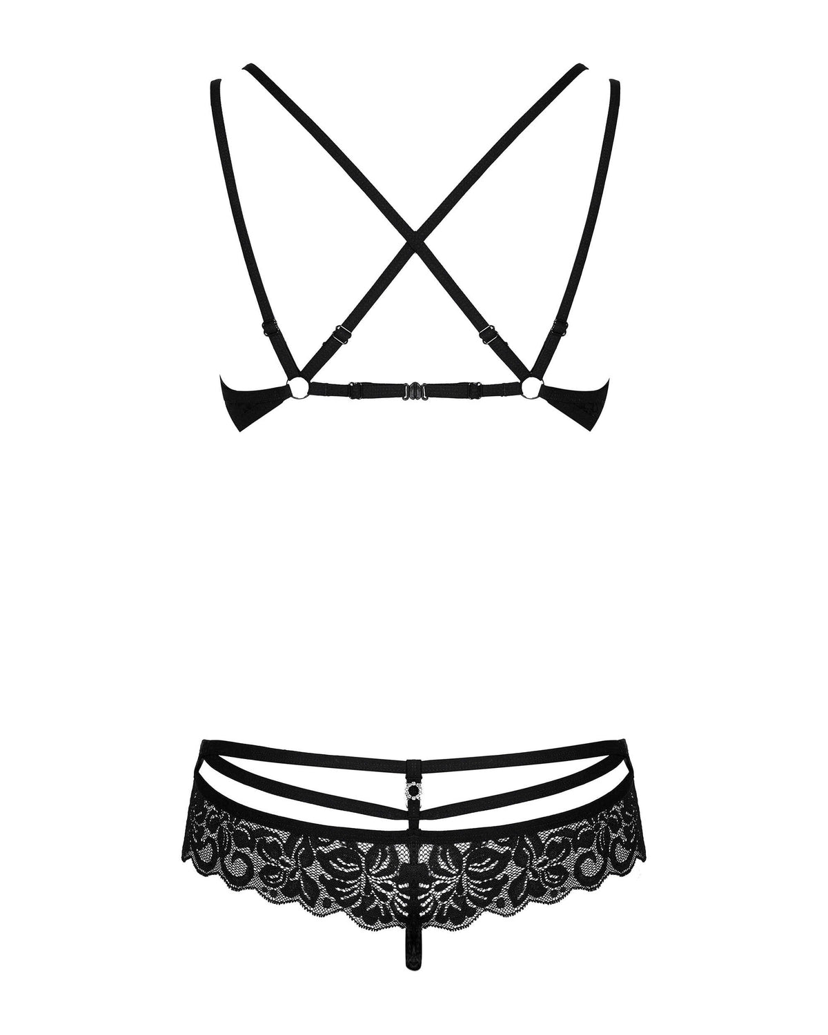 An additional view of the black lace bra set