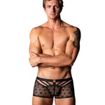 Alternate view of the black men's mini short with front ring