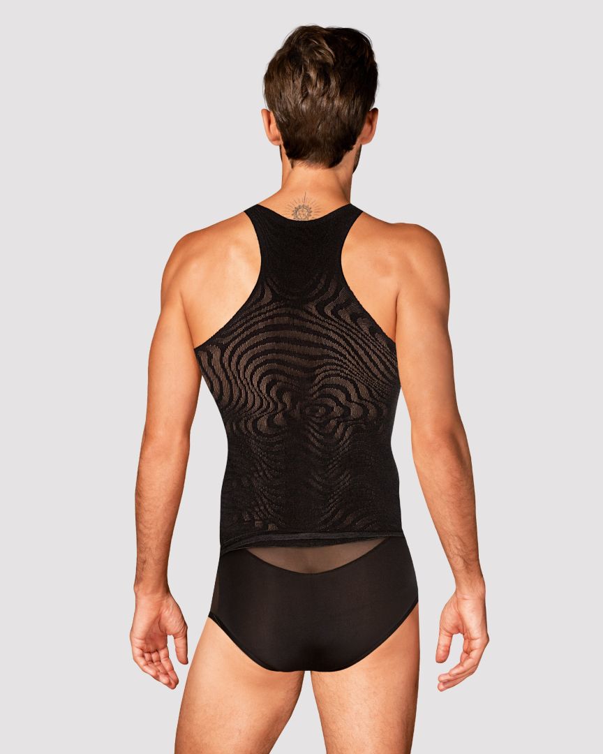 An additional view of the black men's tank top
