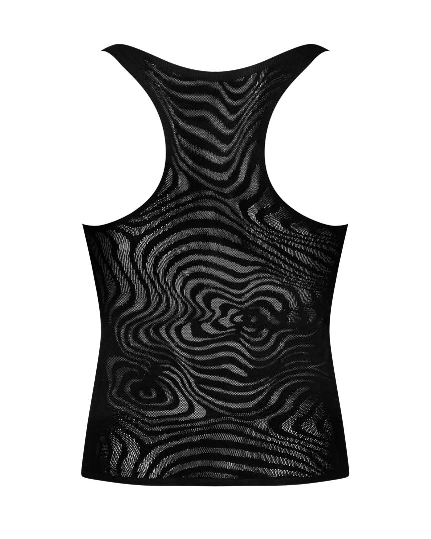 The black men's tank top, shown in an alternate image