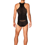 The black men's tank top, seen from a different angle