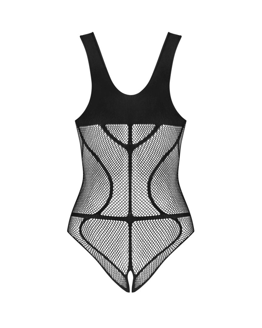 One more view of the black mesh crotchless teddy