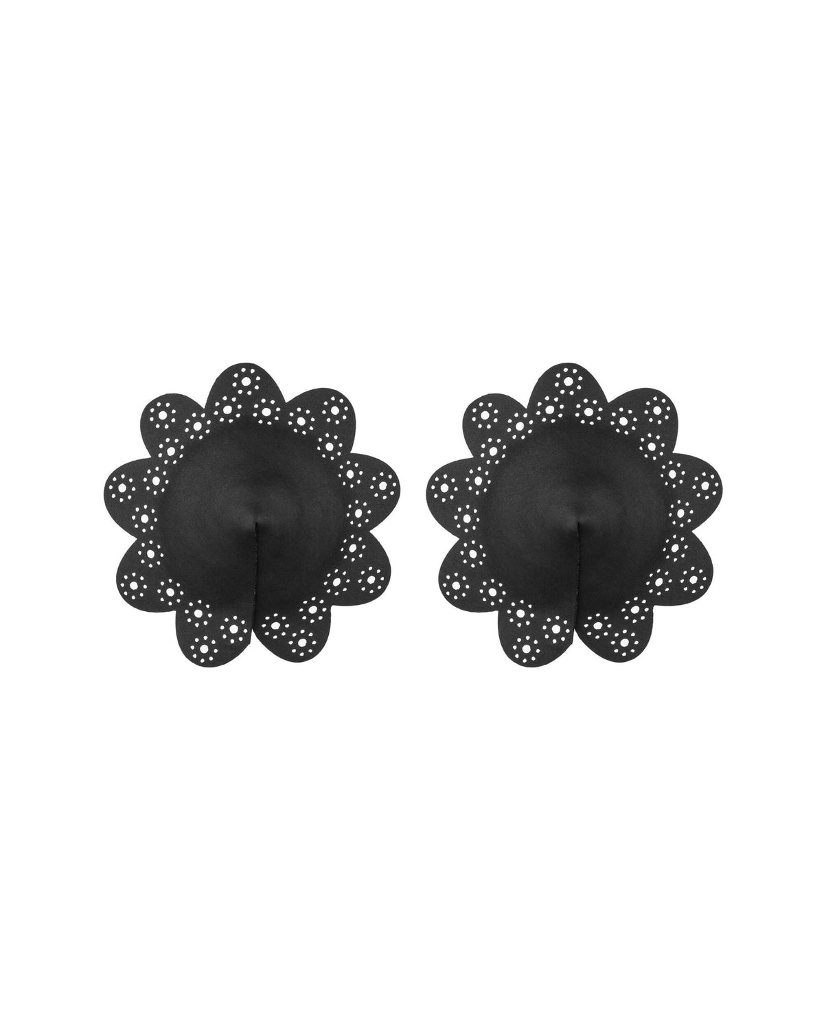 An additional view of the black openwork nipple covers