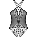 An additional view of the black ouvert knit teddy