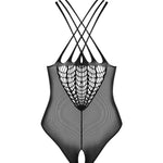 The black ouvert knit teddy seen from another angle