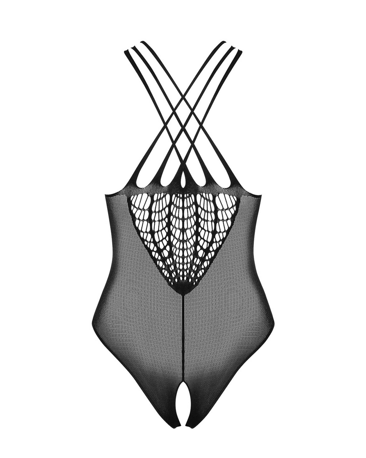 The black ouvert knit teddy seen from another angle
