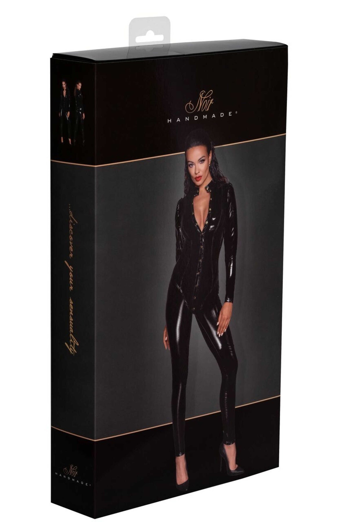 The black PVC overall, seen from a different angle