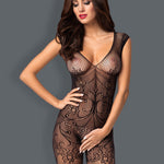 The black sheer knit bodystocking seen from another angle