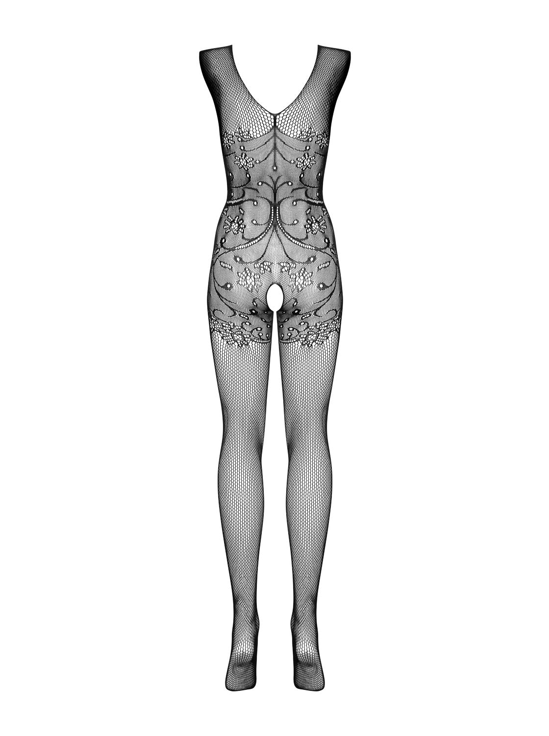 The black sheer knit bodystocking, seen from a different angle