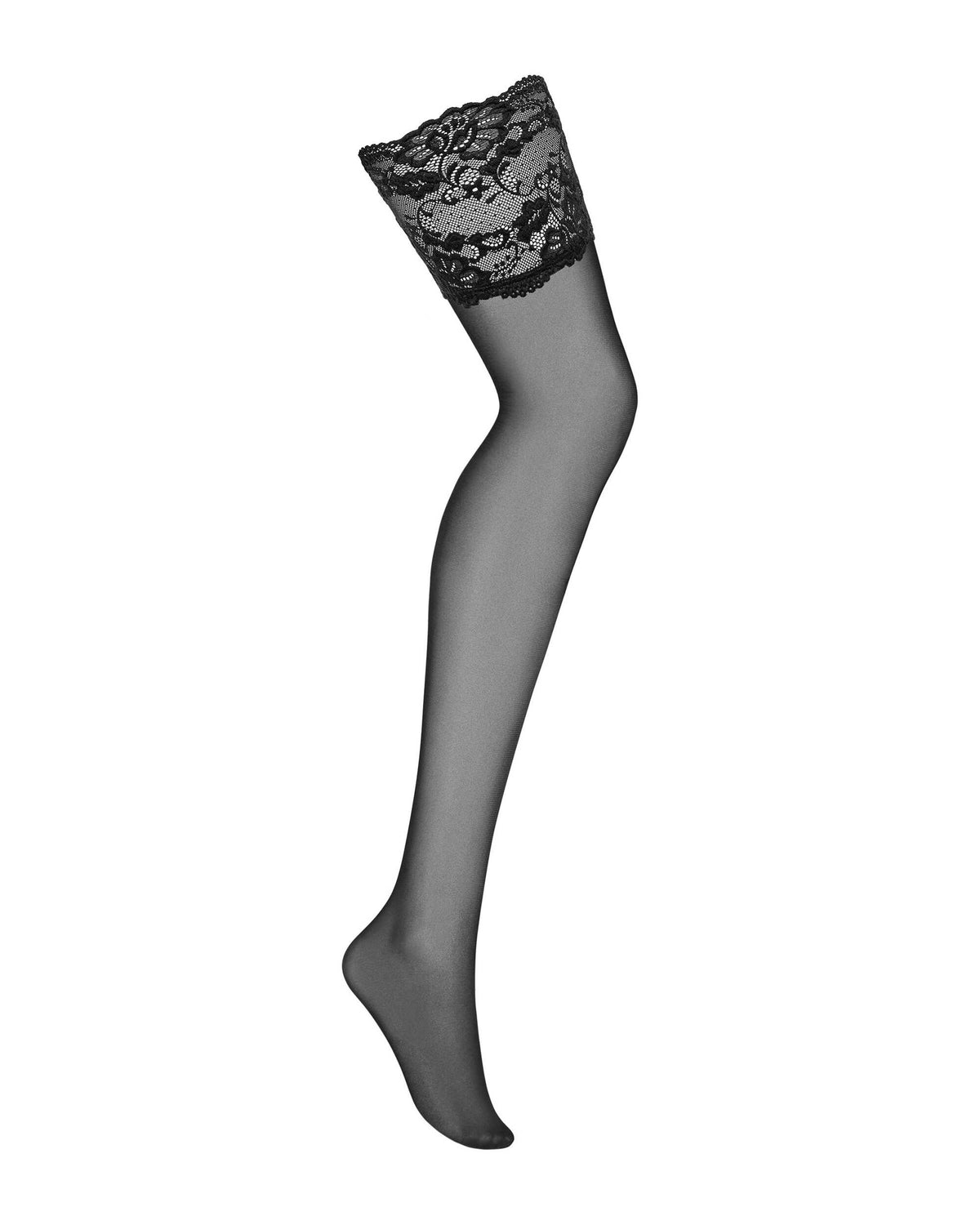 The black sheer lace-top stockings seen from another angle
