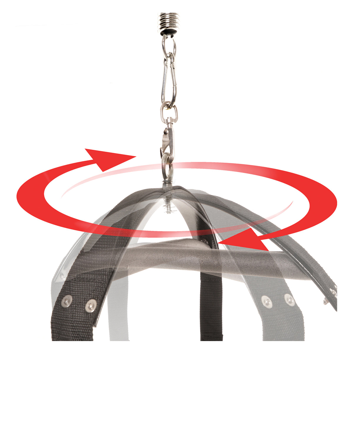 Another angle of the black Spinning Fantasy Swing with metal support bar