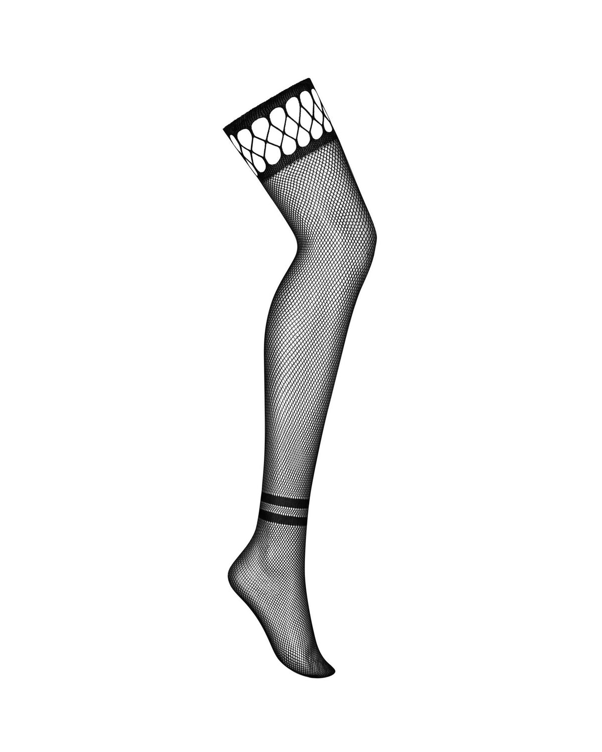 One more view of the black thigh-high mesh stockings