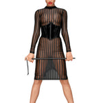 An additional view of the black tulle midi dress
