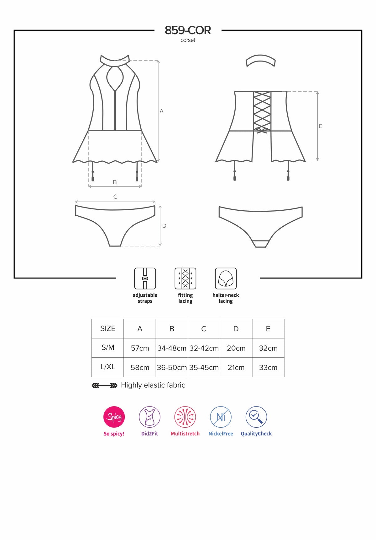 An additional view of the black wet-look corset
