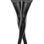 The black wetlook stockings seen from another angle