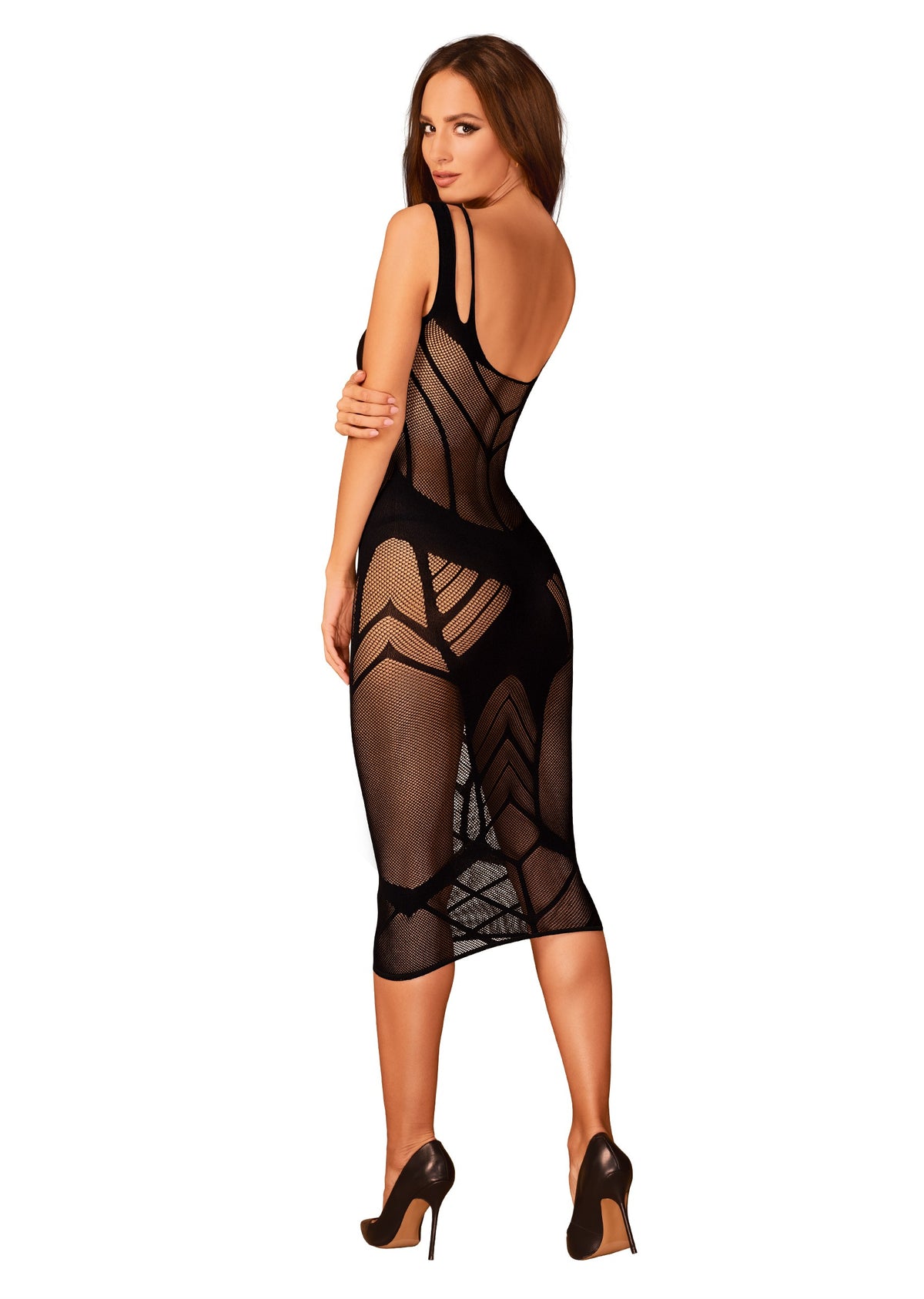 The black woven dress, seen from a different angle