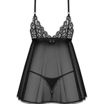 A further look at the Blomentis black lace babydoll and thong