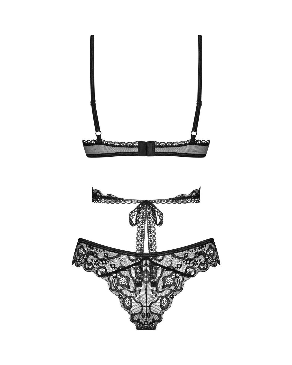 An additional view of the Blomentis black lace bra and panties set