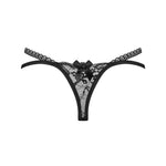The Blomentis black lace double-strap thong seen from another angle