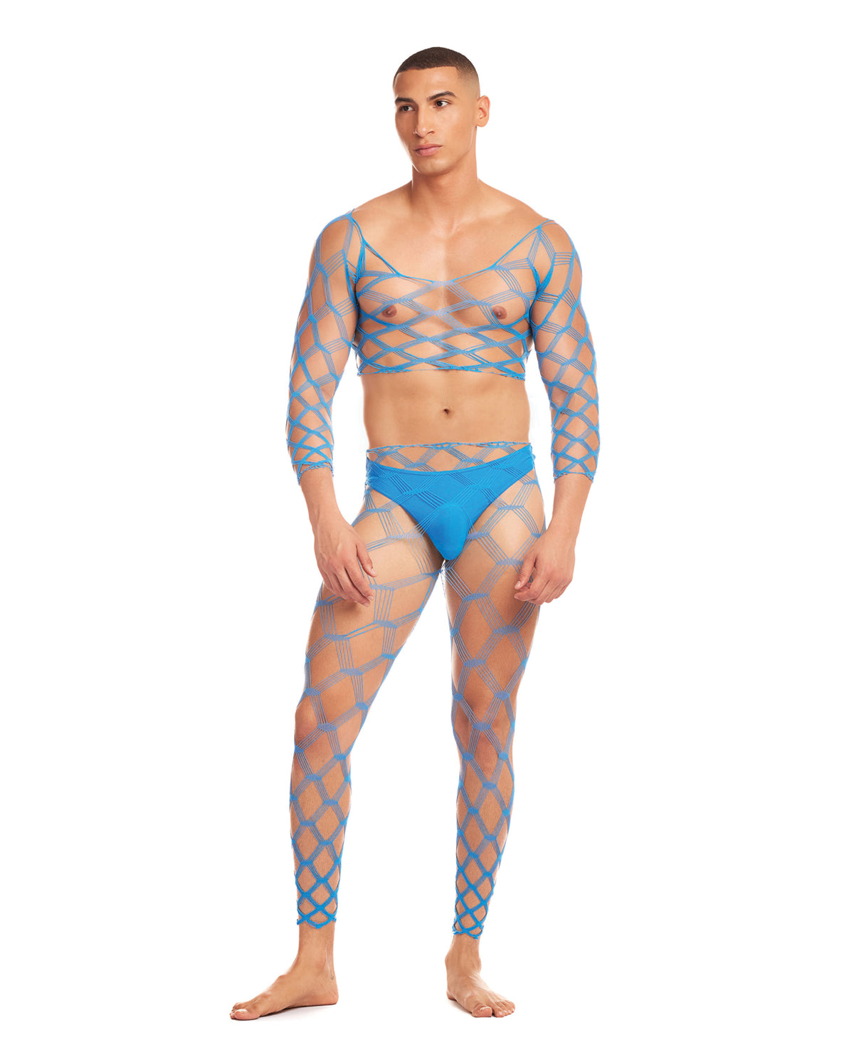 Blue Future Mode men's three-piece set with a stretch nylon and spandex build
